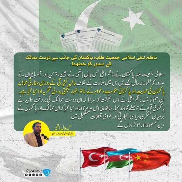 Nazim-e-Aala Sends Letters to Presidents of Friendly Nations  Activity Description:
